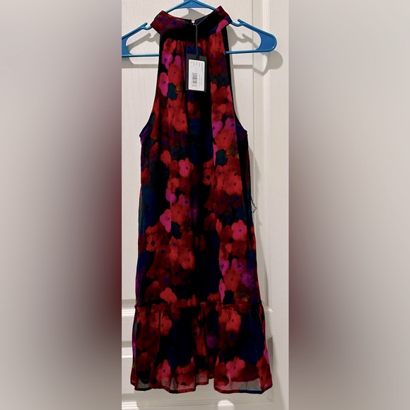 NWT Paige Sleeveless Cayman Floral Silk Halter Neck A-line Swing Mini Dress TB5 - Picture 4 of 15